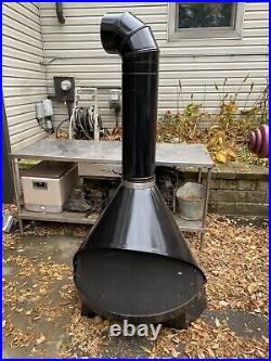 Vtg Preway Mid Century Freestanding Cone Fireplace BLACK Gas Log Art Deco Pipe