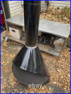 Vtg Preway Mid Century Freestanding Cone Fireplace BLACK Gas Log Art Deco Pipe